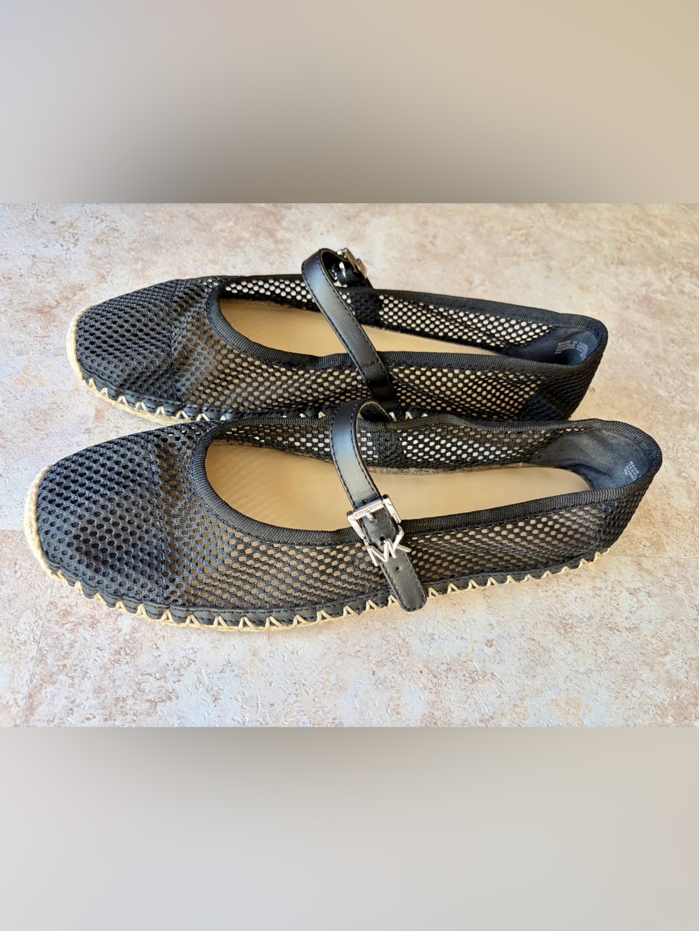 Michael Kors Lynn Mesh Mary Jane Espadrille Flats Black Size 9M